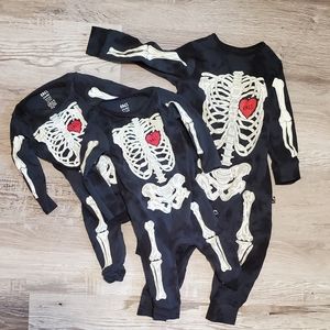 Set of 3 Rags to raches skelly rompers twin/sibling set